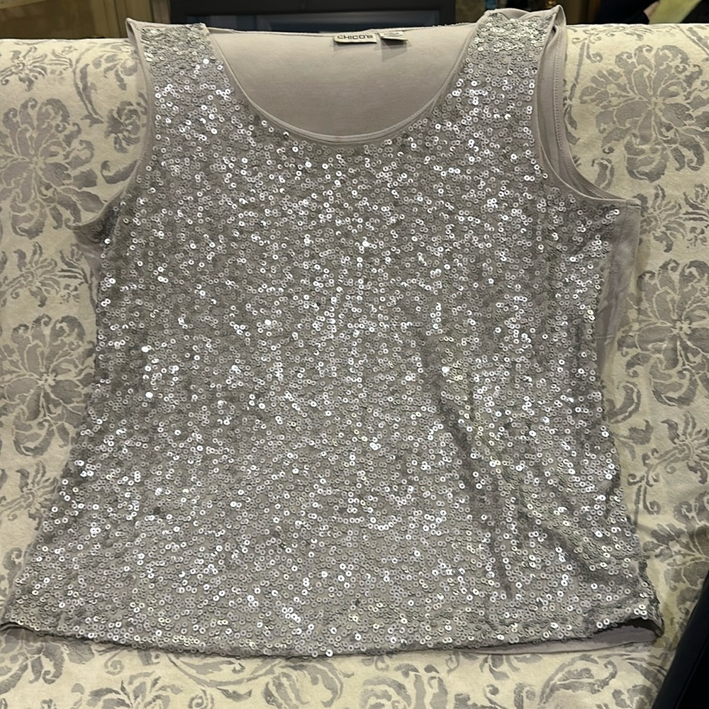 Chicos sequins tank size 3 so 14-16 size. Sequins on front and plain back.